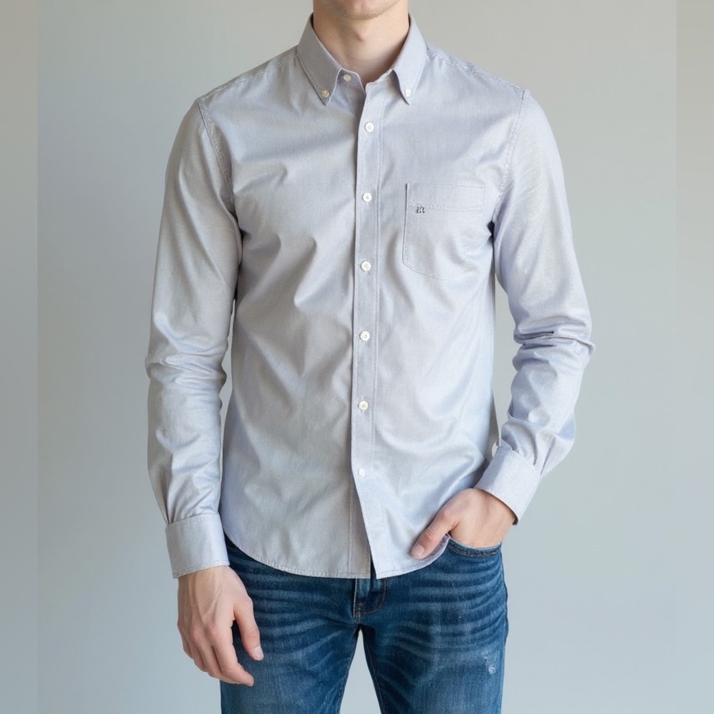 Saddlebred Men's Light Gray Button Down Shirt
